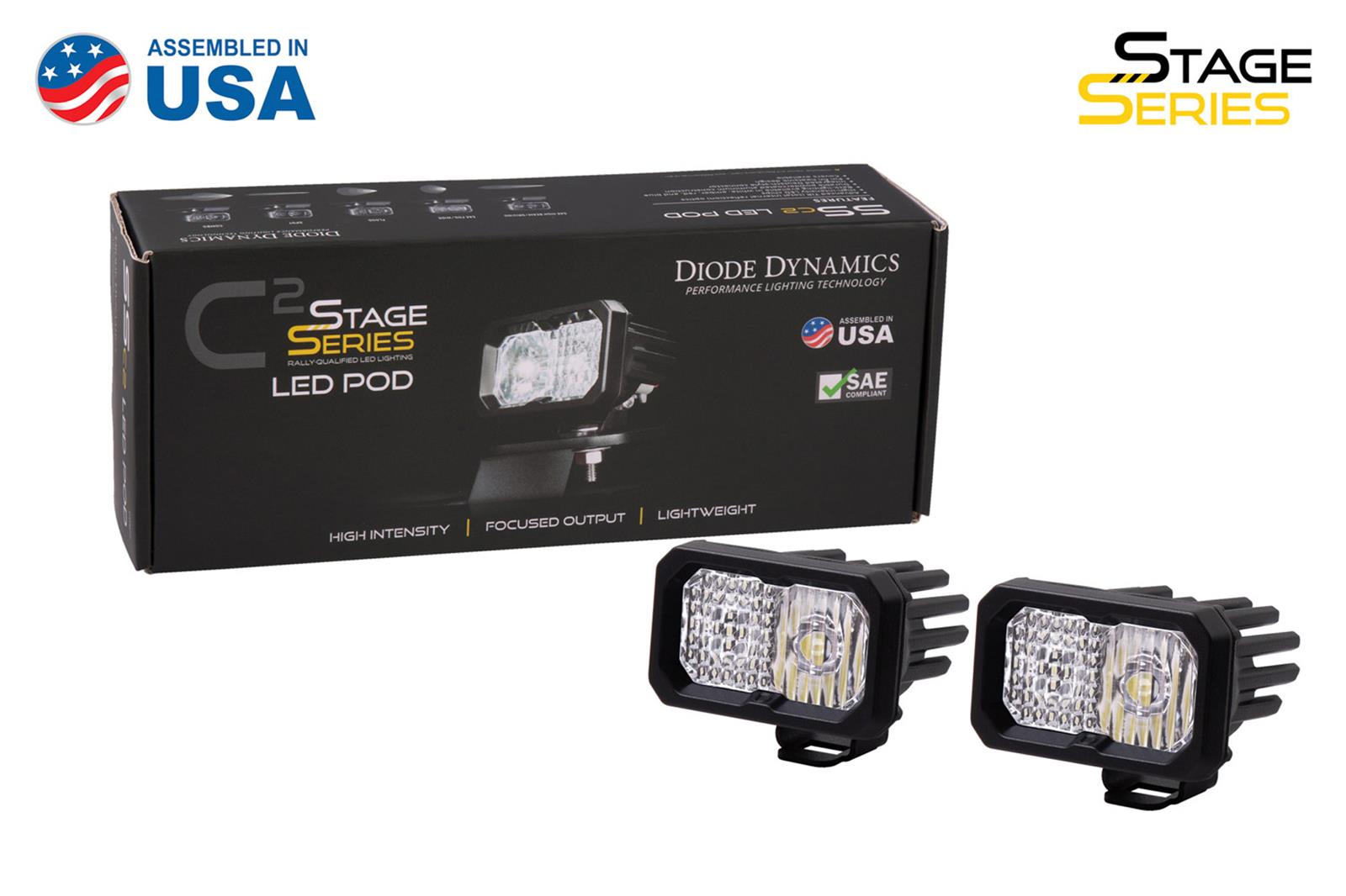 Diode Dynamics Stage Series 2 Light Pods DD6387P Auxiliary Light, LED Light, SSC2, Sport White, Driving/Fog, White Backlight, Clear Lens, 2.0 in. x 3.0 in., Rectangle, Aluminum Housing, Pair thumbnail 7
