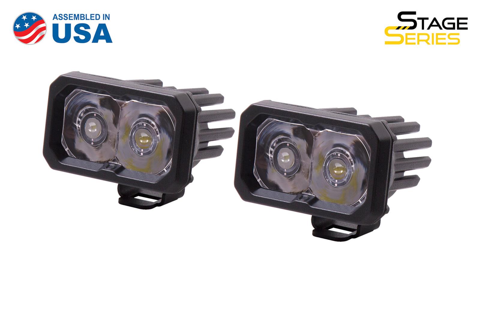 Diode Dynamics Stage Series 2 Light Pods DD6420P Auxiliary Light, LED Light, SSC2, Pro White, Spot, Red Backlight, Clear Lens, 2.0 in. x 3.0 in., Rectangle, Aluminum Housing, Pair thumbnail 2