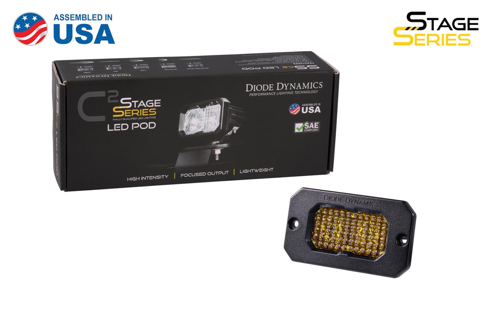 Diode Dynamics Stage Series 2 In LED Pod Sport - Yellow Flood Flush ABL Each thumbnail 5