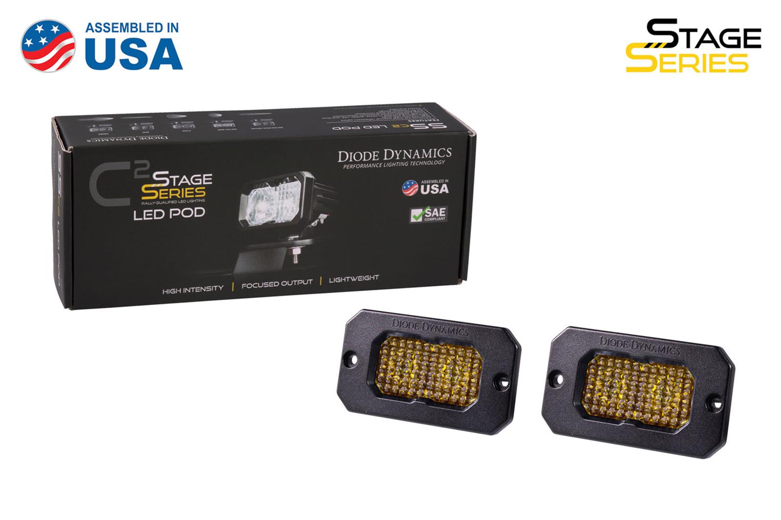 Diode Dynamics Stage Series 2 In LED Pod Pro - Yellow Flood Flush ABL (Pair) thumbnail 5