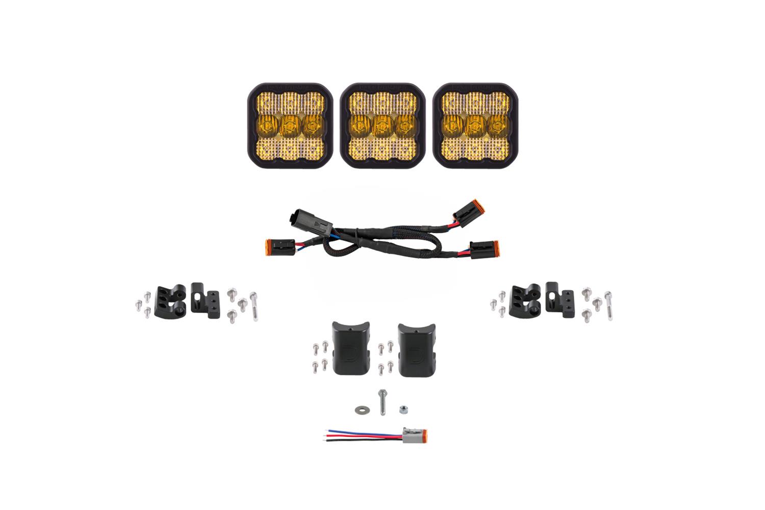 Diode Dynamics SS5 Sport Universal CrossLink 3-Pod Lightbar - Yellow Combo