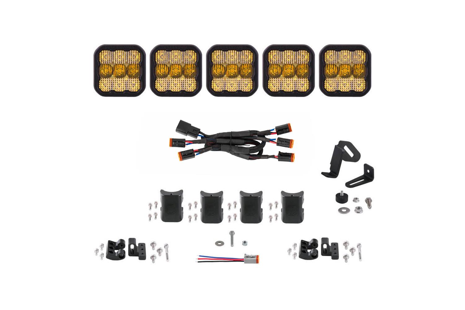 Diode Dynamics SS5 Sport Universal CrossLink 5-Pod Lightbar - Yellow Combo