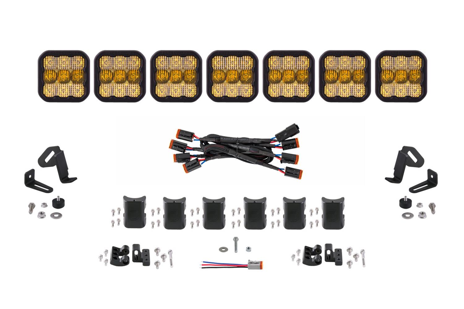 Diode Dynamics SS5 Sport Universal CrossLink 7-Pod Lightbar - Yellow Combo