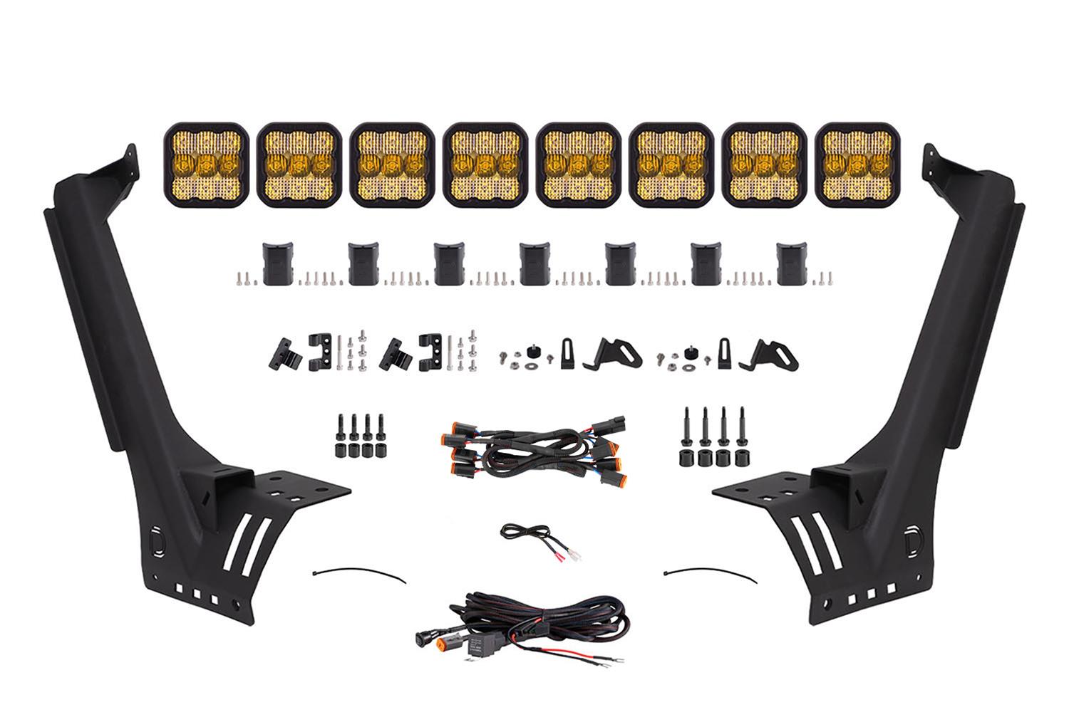 Diode Dynamics Jeep JL SS5 Sport CrossLink Windshield - Yellow Combo Lightbar Kit