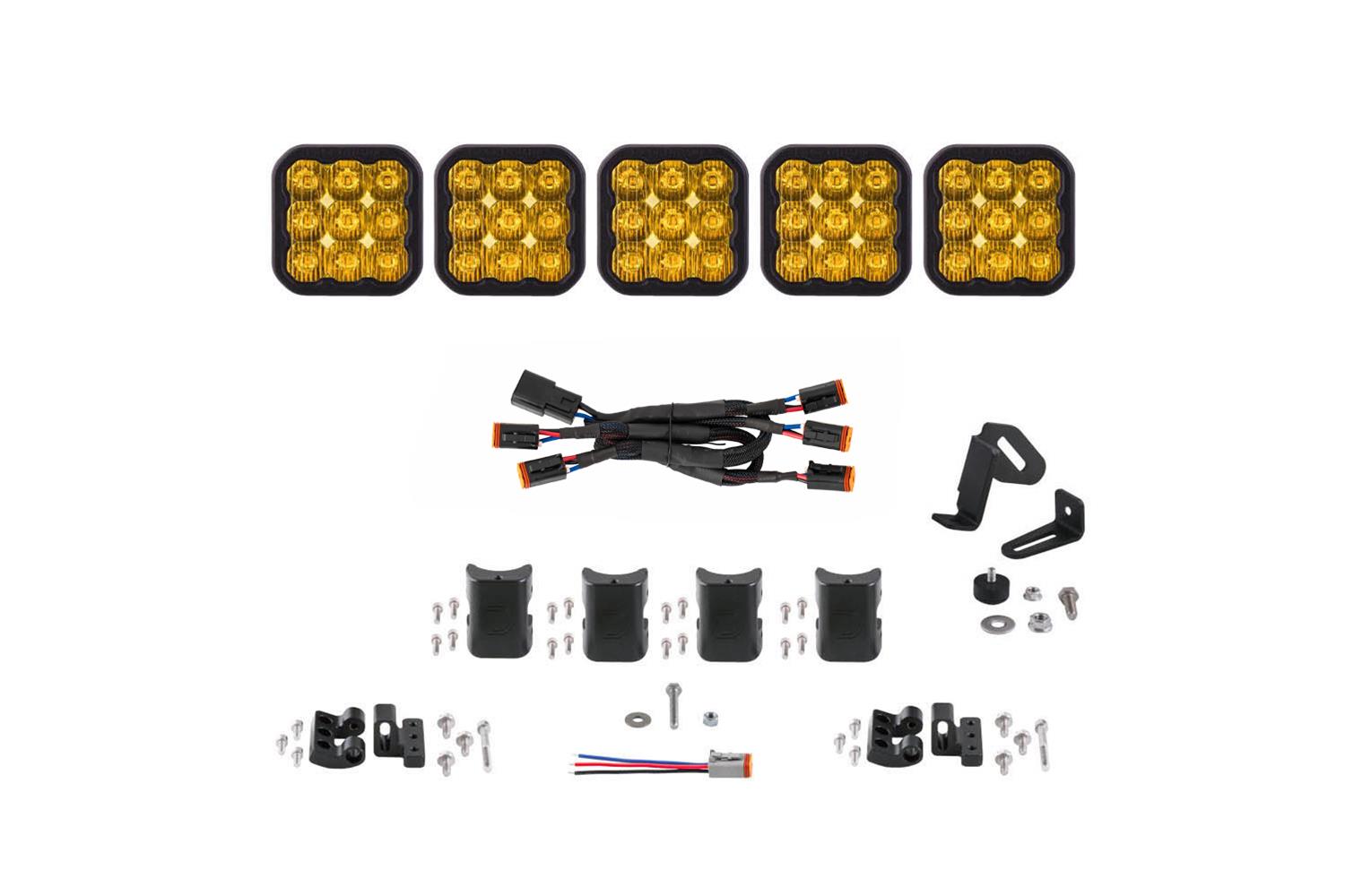 Diode Dynamics SS5 Sport Universal CrossLink 5-Pod Lightbar - Yellow Driving