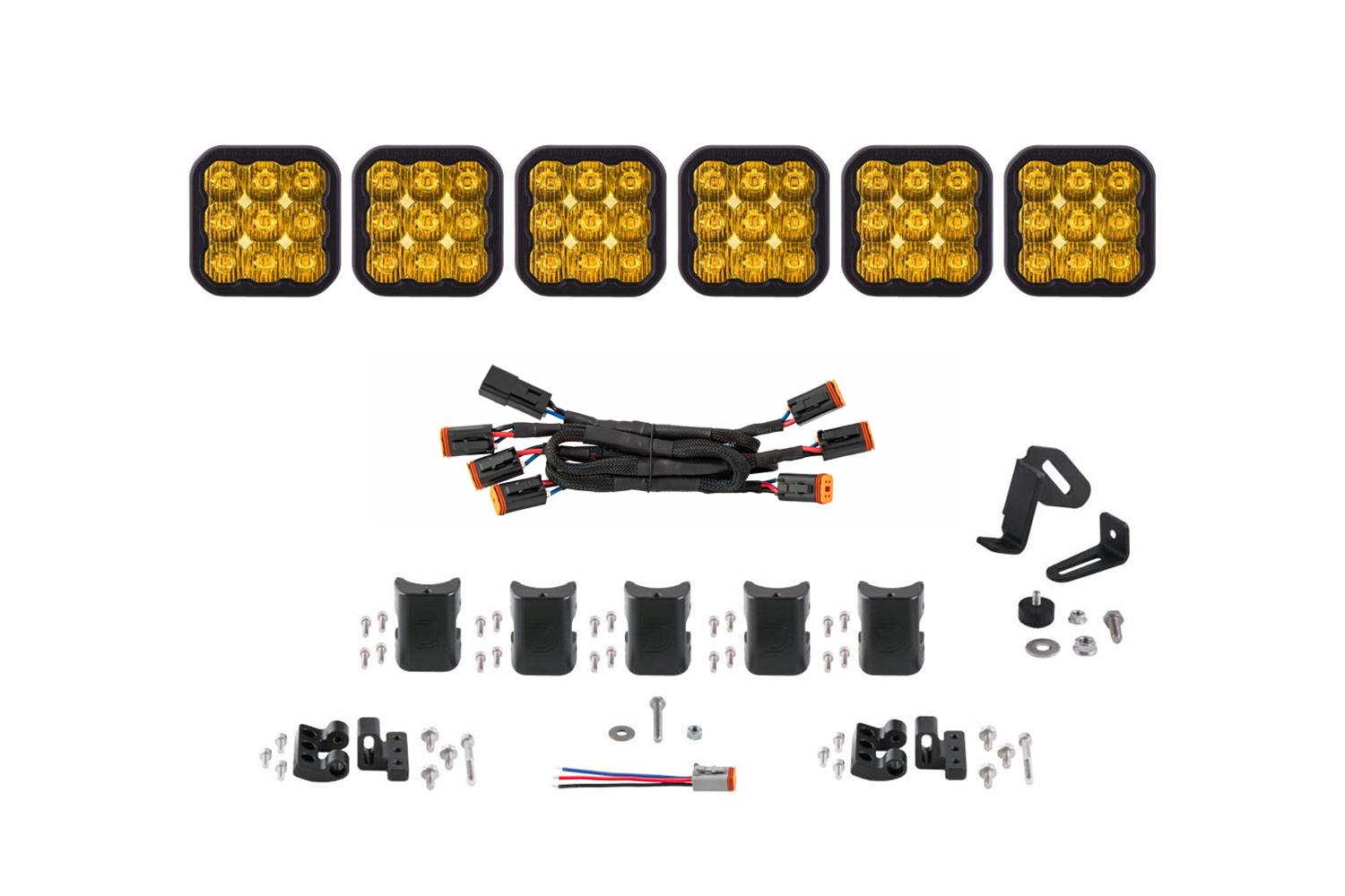 Diode Dynamics SS5 Sport Universal CrossLink 6-Pod Lightbar - Yellow Driving