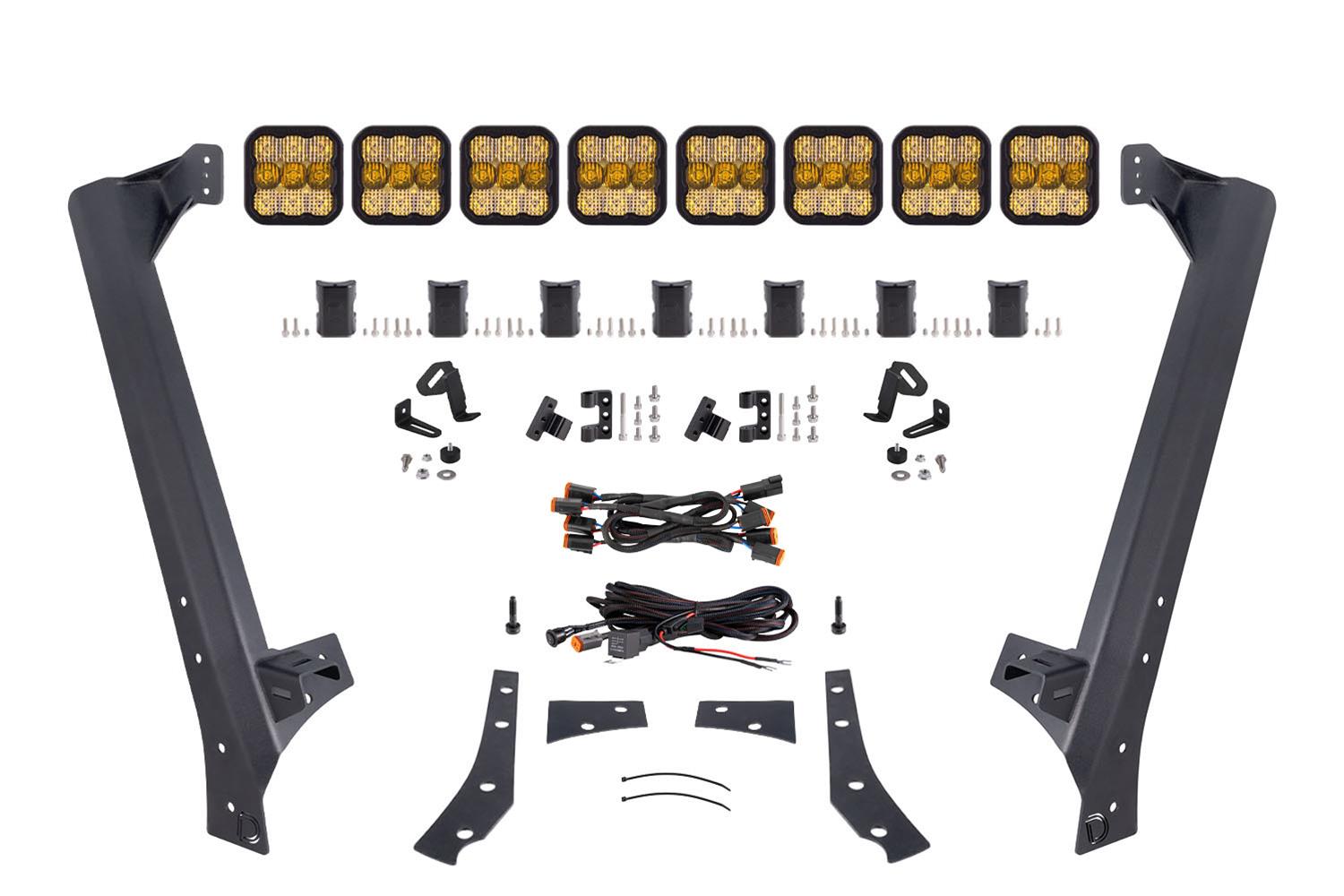 Diode Dynamics Jeep JK SS5 Sport CrossLink Windshield - Yellow Combo Lightbar Kit