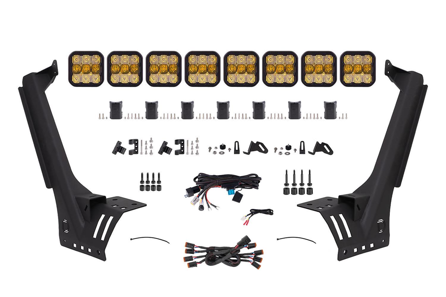 Diode Dynamics Jeep JL SS5 Pro CrossLink Windshield - Yellow Combo Lightbar Kit