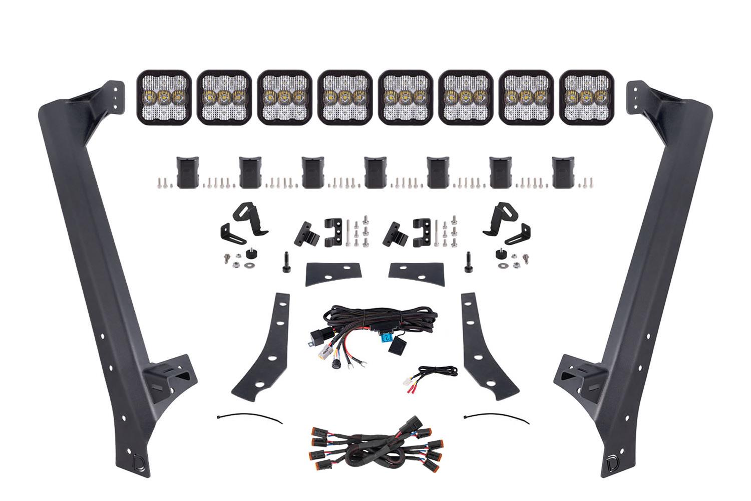 Diode Dynamics Jeep JK SS5 Pro CrossLink Windshield - White Combo Lightbar Kit