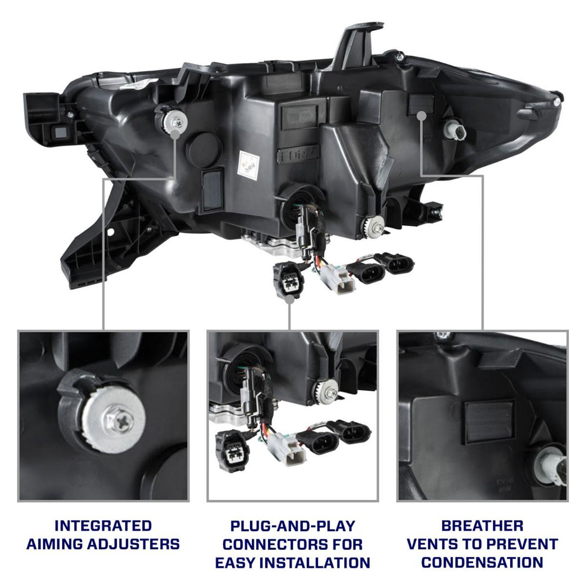 Diode Dynamics LED Projector Headlights for 2016-2023 TACOMA - FL0001 Headlight Assemblies, Headlights, High/Low Beam, Clear Lens, Black Housing, White DRL, Toyota, Pair thumbnail 3