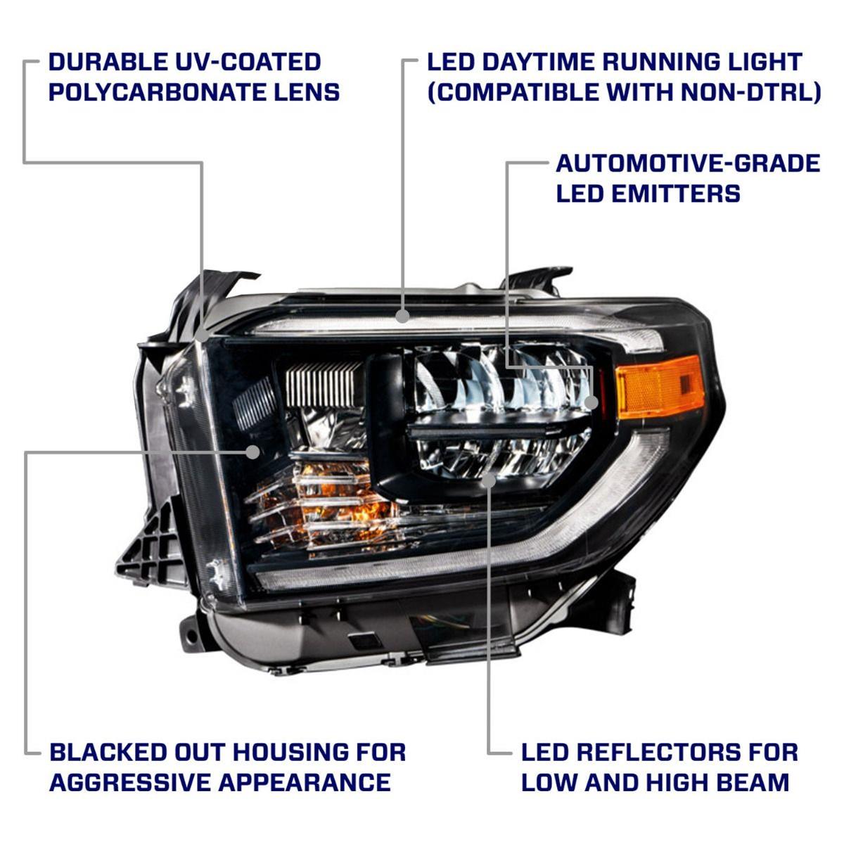 Diode Dynamics Headlight Assemblies FL0002 2014-2021 Toyota Tundra LED Reflector Headlights (pair)