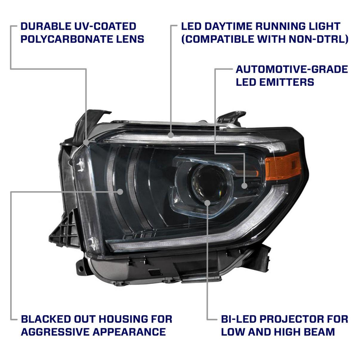 Diode Dynamics Headlight Assemblies FL0003 2014-2021 Toyota Tundra LED Projector Headlights (pair) thumbnail 2