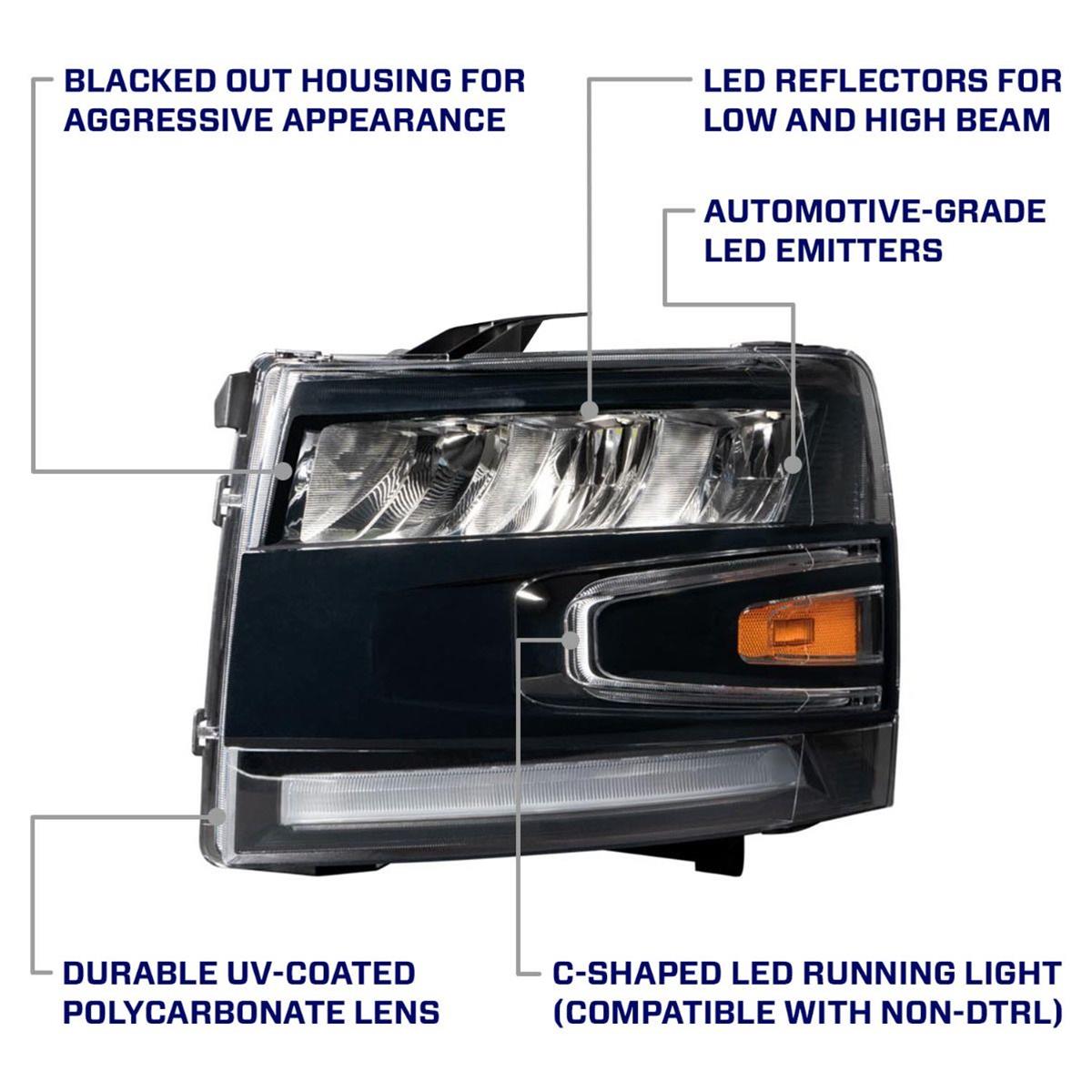 Diode Dynamics Headlight Assemblies FL0004 2007-2013 Chevrolet Silverado LED Reflector Headlights (pair) thumbnail 2