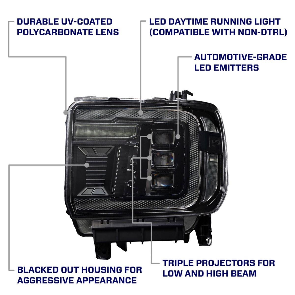 Diode Dynamics Headlight Assemblies FL0023 2014+ GMC Sierra 1500/2500/3500 LED Projector Headlights Amber DRL (pair) thumbnail 3
