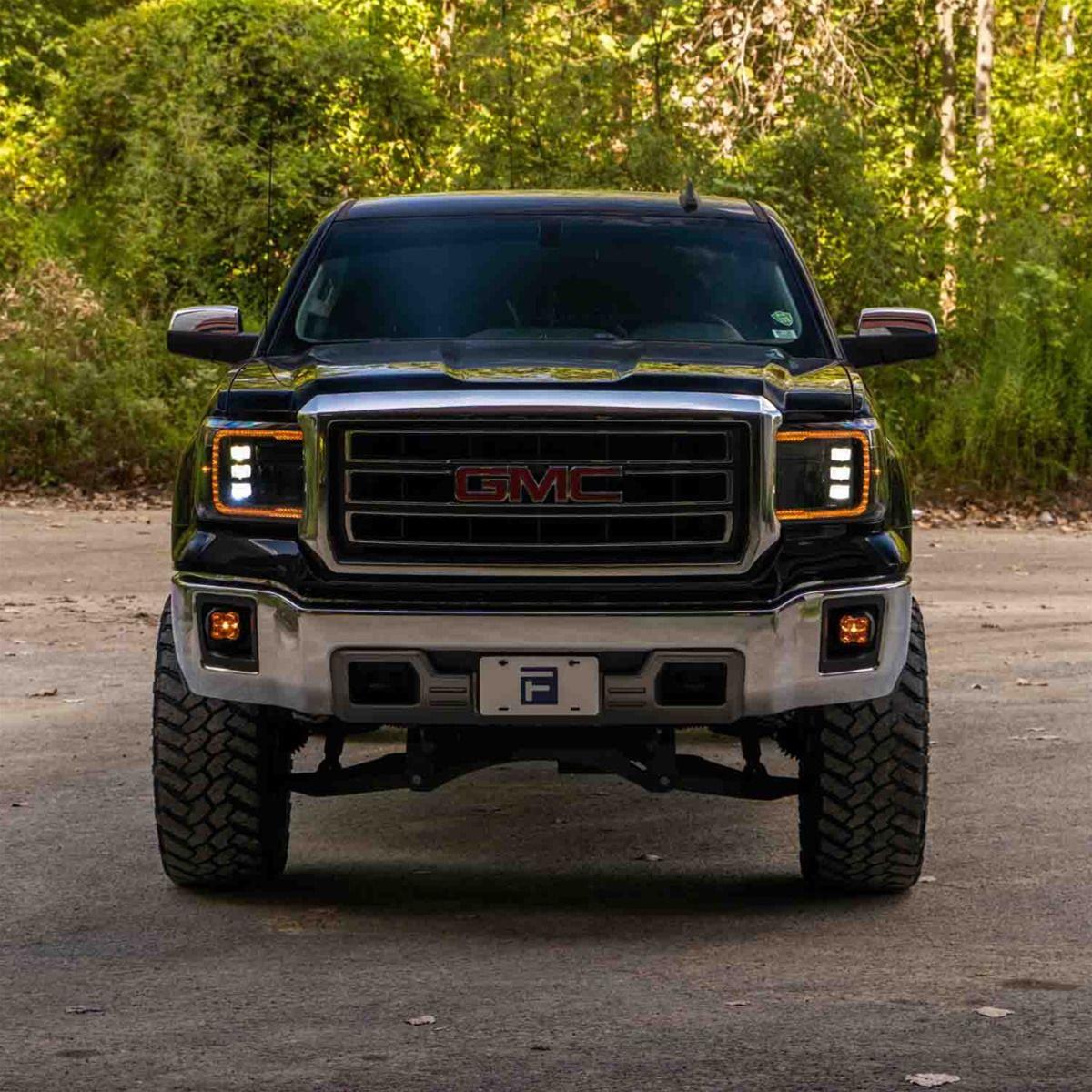 Diode Dynamics Headlight Assemblies FL0023 2014+ GMC Sierra 1500/2500/3500 LED Projector Headlights Amber DRL (pair)