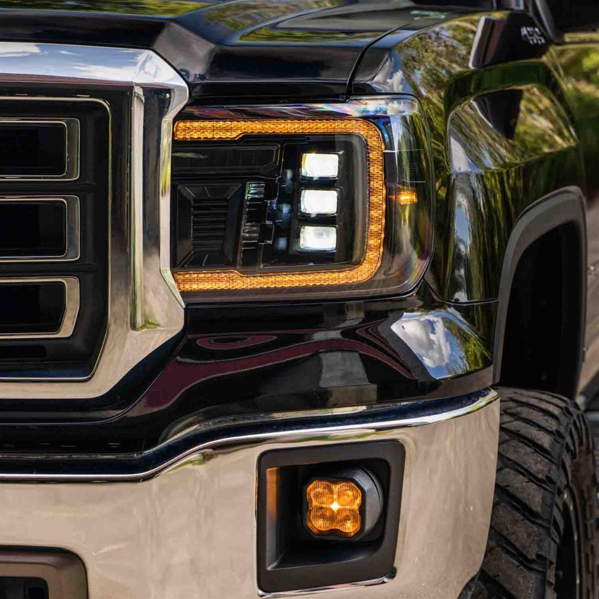 Diode Dynamics Headlight Assemblies FL0023 2014+ GMC Sierra 1500/2500/3500 LED Projector Headlights Amber DRL (pair) thumbnail 2
