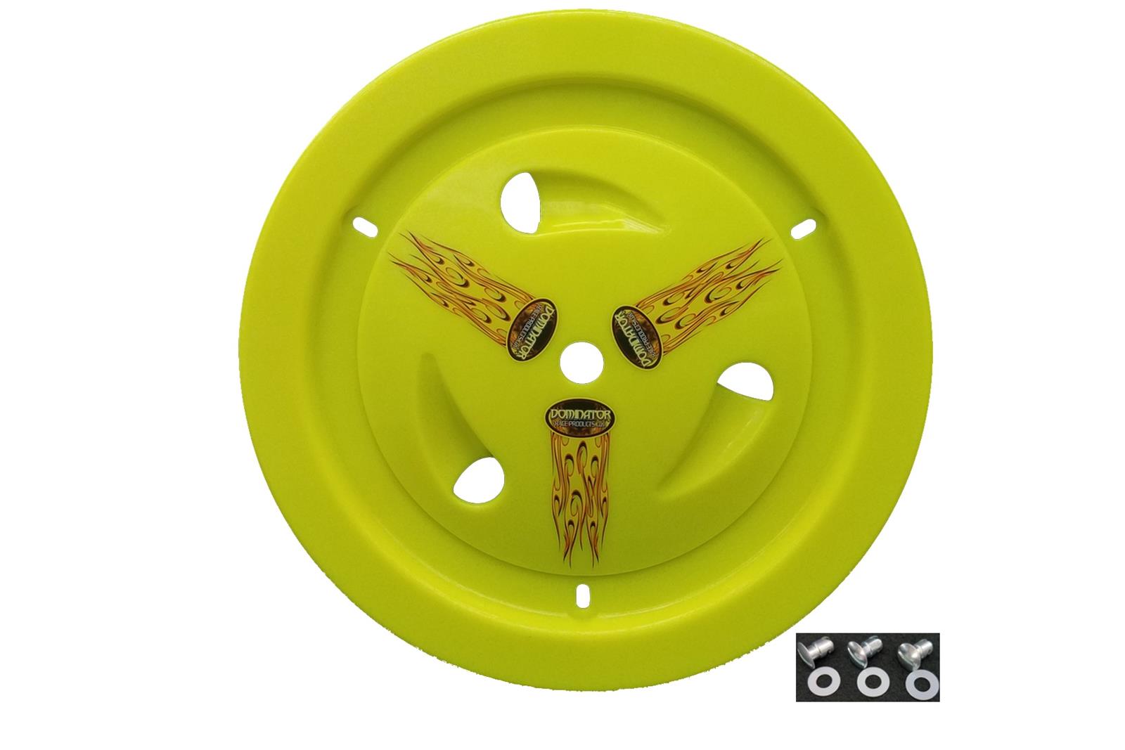 Dominator Race Products Wheel Covers DOM-1013-DZUS-FLO YE Cover, Ultimate Cover - Weld/Keizer/Aero/Bassett/Circle - 15" Smooth - Quick Fastener