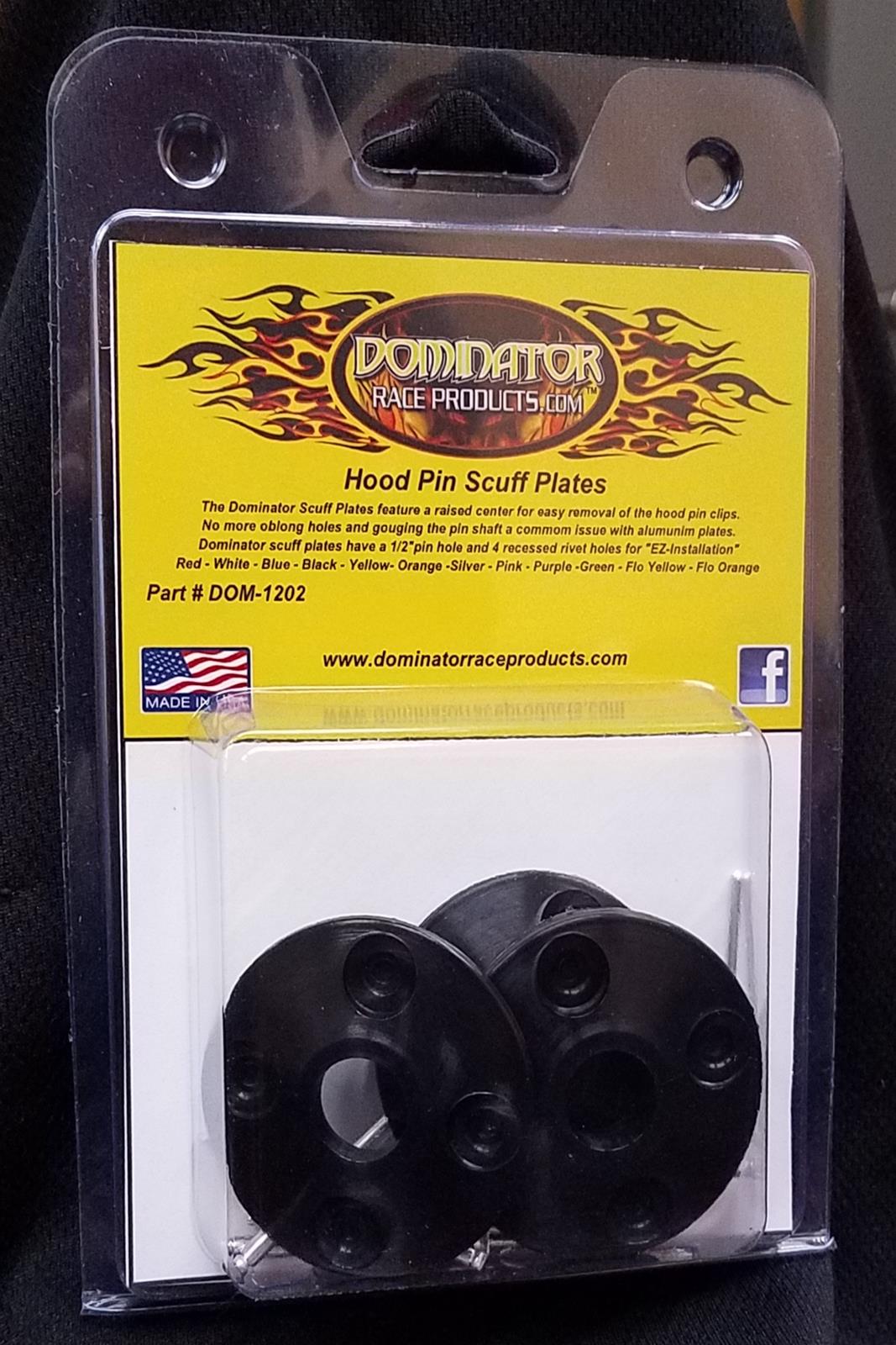 Dominator Hood Pin Scuff Plates DOM-1202-BK Black - 4 and 16 rivets thumbnail 3