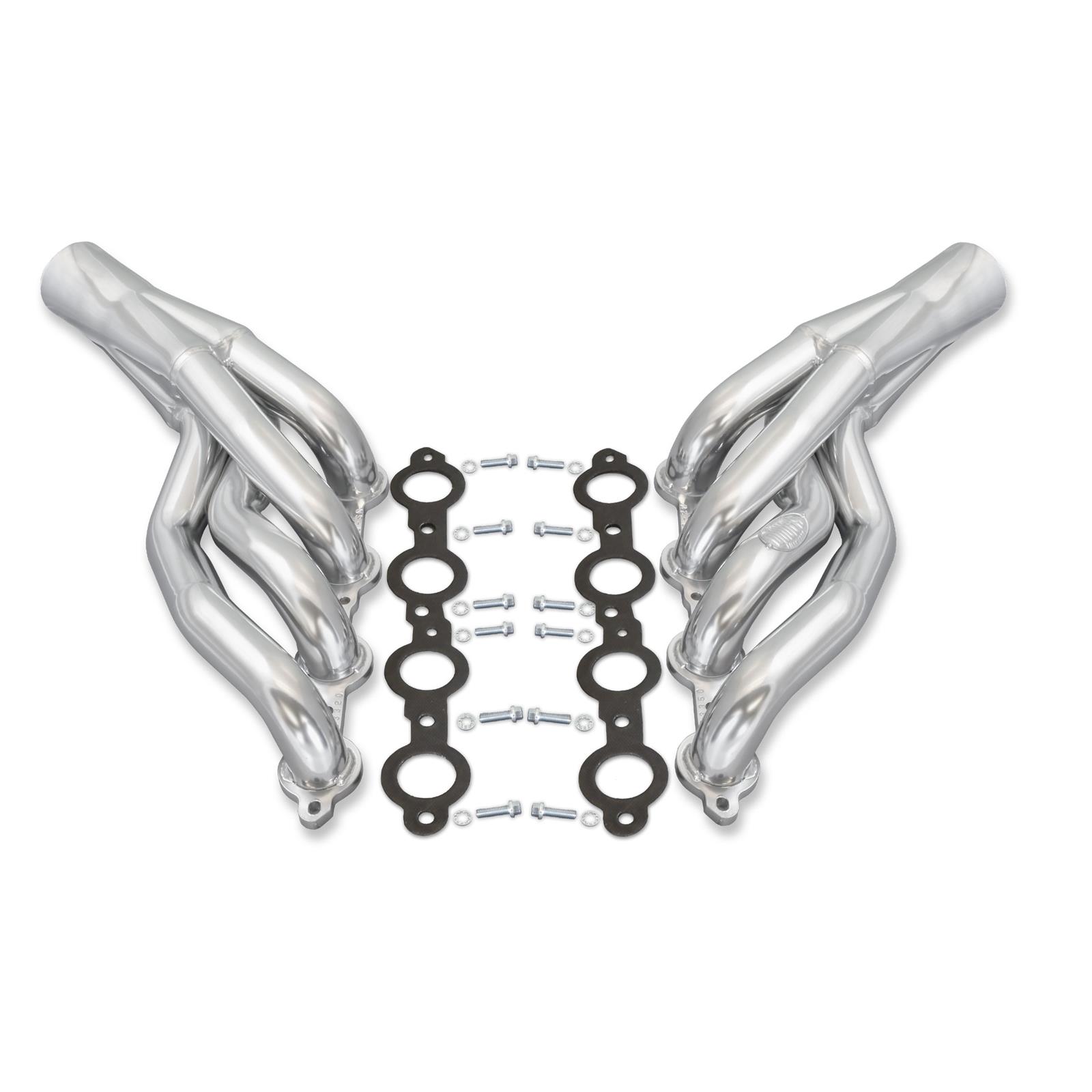 Doug's Headers D3350 Headers, Mid-length, Steel, Silver Ceramic Coated, Round Port, Buick, Chevrolet, Oldsmobile, Pontiac, Small Block LS, Pair