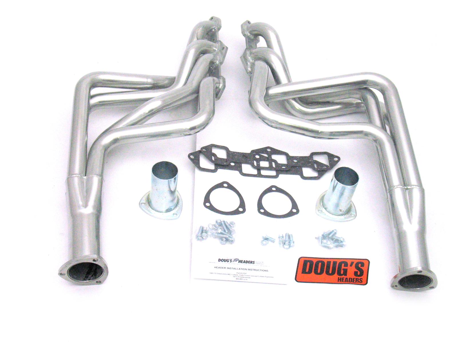 Doug's Headers D741 Header, Long Tube, Steel, Silver Ceramic Coated, 1 3/4 in. Tubes, 3.0 in. Collector, Oldsmobile, Pair thumbnail 2