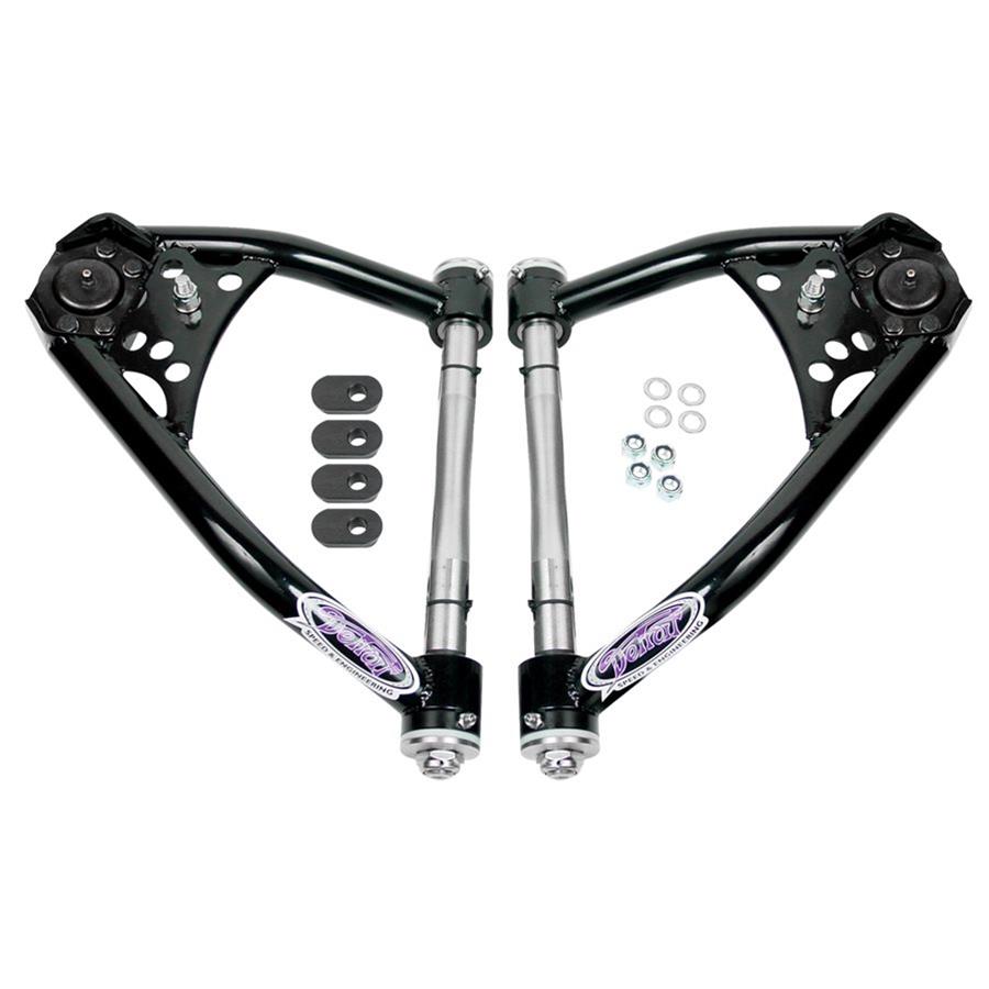 Detroit Speed Upper Control Arm Kits 030101DS Arms, Front Upper, Tubular, Steel, Black Powdercoated, Buick, Chevy, Oldsmobile, Pontiac, Pair