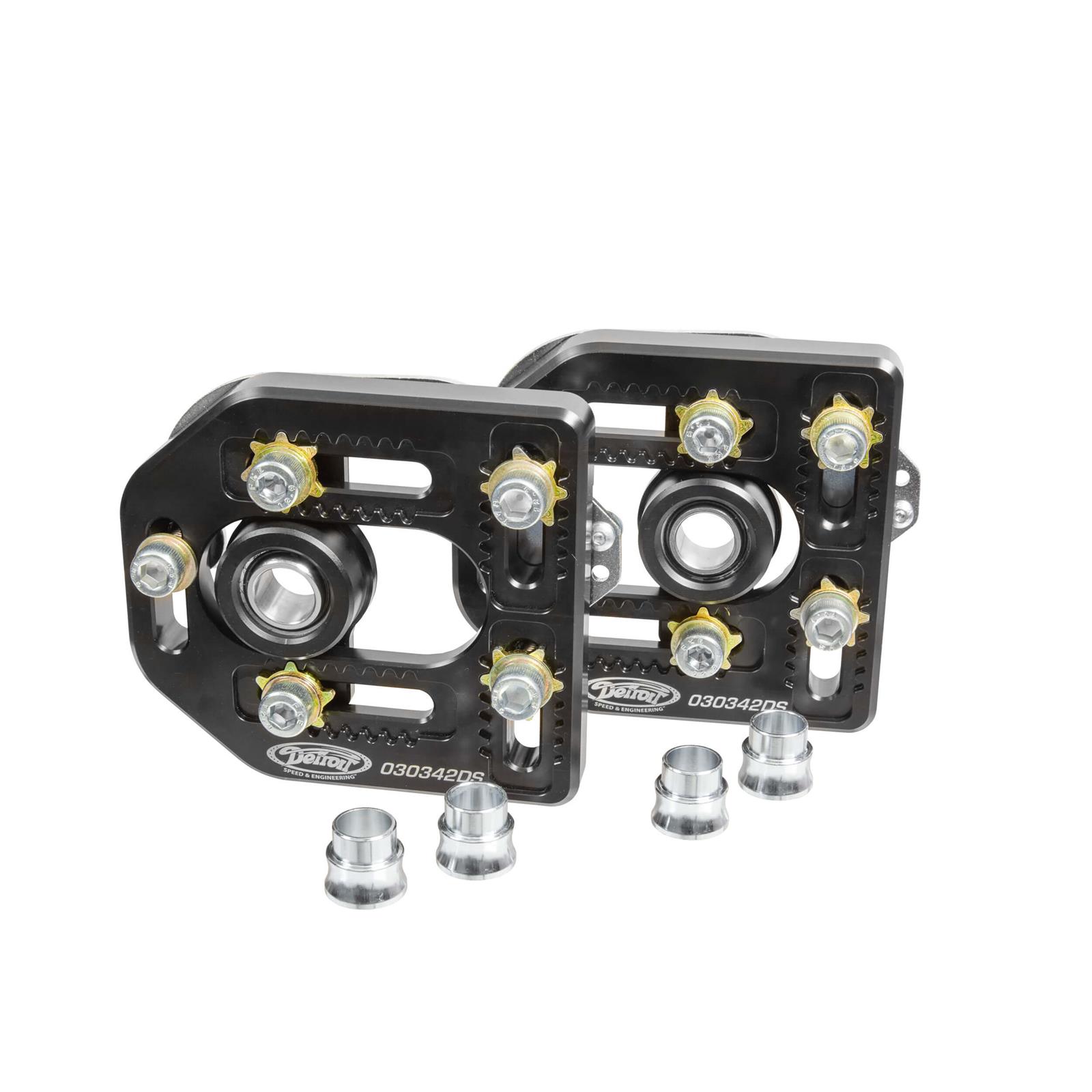 Detroit Speed Caster Camber Kits for 1979-1989 MUSTANG - 030342DS Wheel Alignment Kit, Caster/Camber Plates, Aluminum, Black, Upper Strut Mount, Ford, Pair
