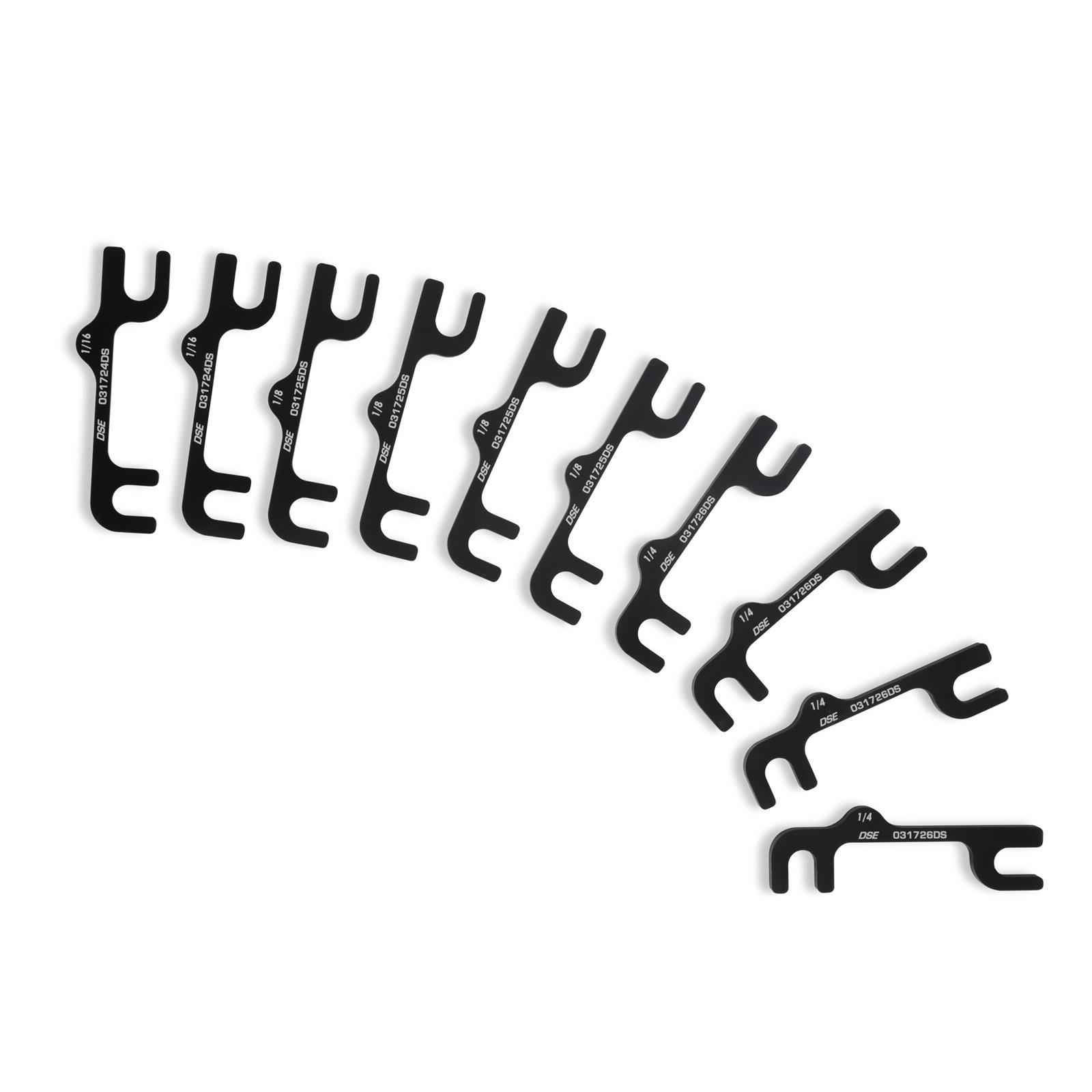 Detroit Speed Track Kit Camber Shims for 1964-1966 MUSTANG - 031723DS Shims, Kit, Aluminum, Black Anodized, Ford, Set of 10