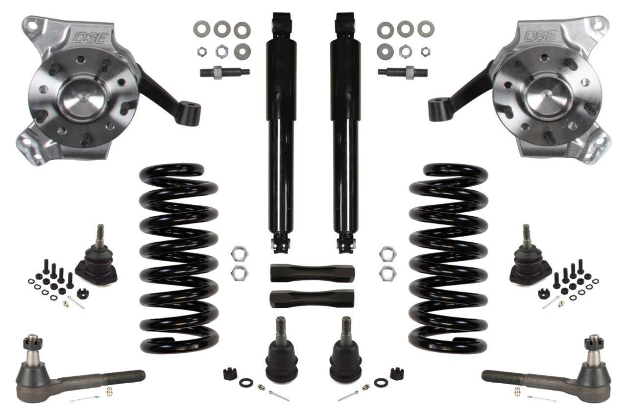 Detroit Speed Front Kit 1 Handling Packages 032086DS Suspension Package, 1, 4.50 in. Drop, Includes Spindles, Coil Springs, Shocks, Ball Joints, Outer Tie Rod Ends, Sleeves, Chevy, GMC,