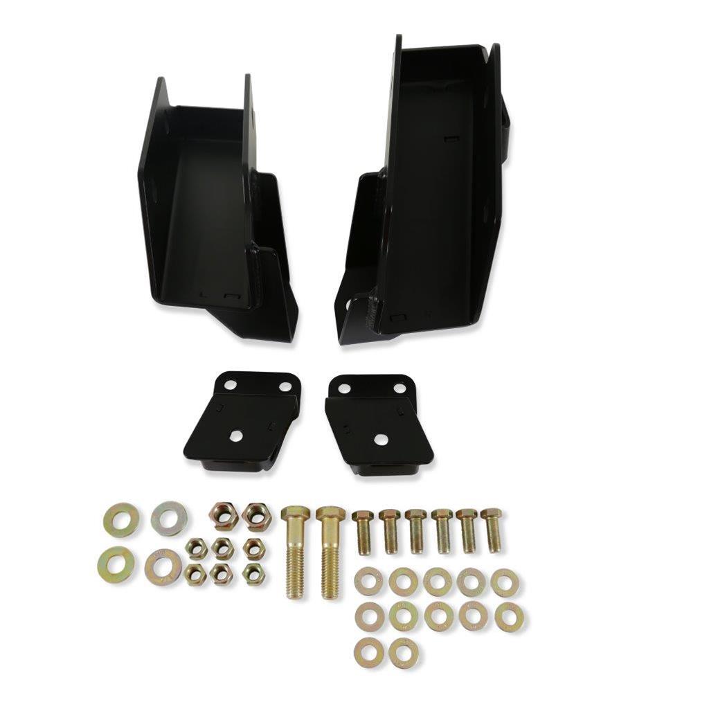 Detroit Speed Track Bar Relocation Brackets 040118DS Bracket, Adjustable, Bolt-On, Steel, Black Powdercoated, Chevrolet, GMC, Kit