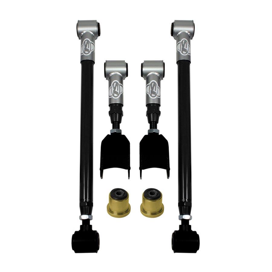 Detroit Speed Swivel-Link Control Arms 042104DS Arms, Swivel-Link, Rear, Tubular, Adjustable, Steel, Black Powdercoated, Buick, Chevy, Pontiac, Set