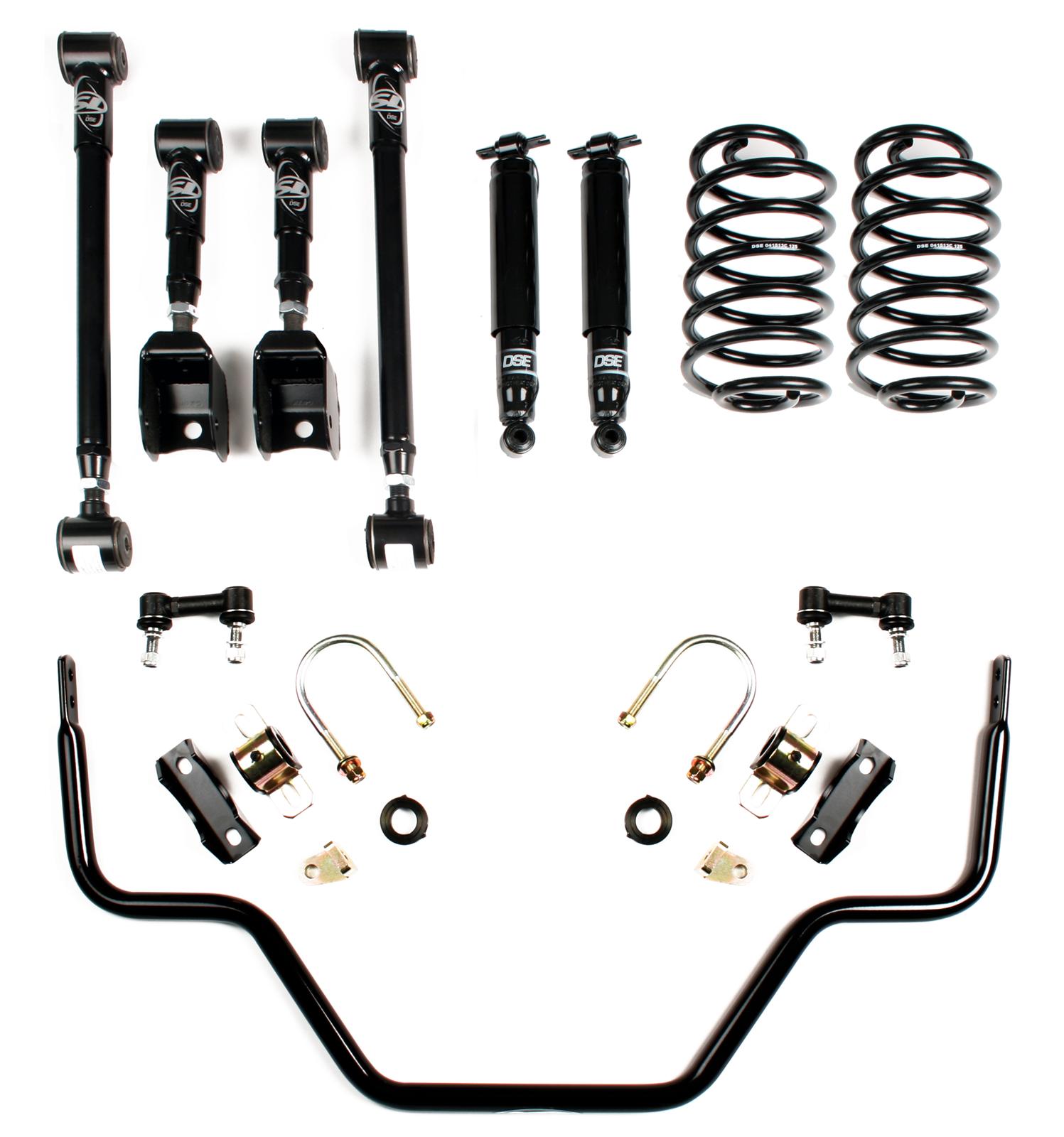 Detroit Speed Rear 2 Kits 043110DS Kit 2, Shocks, Trailing Arms, Adjustable, Black, Buick, Chevy, Olds, Pontiac, Kit