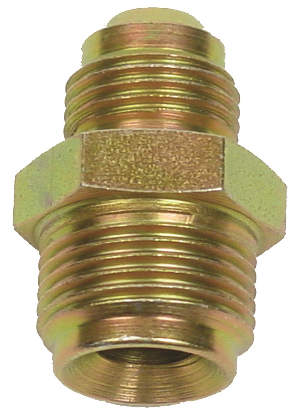 Detroit Speed Power Steering Gear Fittings 090203LDS Fittings, Fittings, Straight, Steel, Zinc Plated, 11/16 in. Male Thread Inverted Flare, -6 AN Male Bubble Flare, GM, Each thumbnail 2