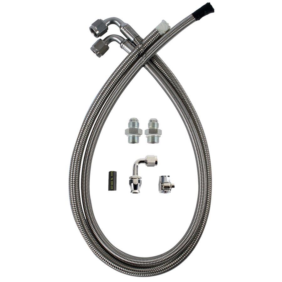 Detroit Speed Power Steering Hose Kits for 1979-1986 CAPRI, 1979-2004 MUSTANG - 091302DS Hoses, Braided Stainless Steel, Natural, Kit