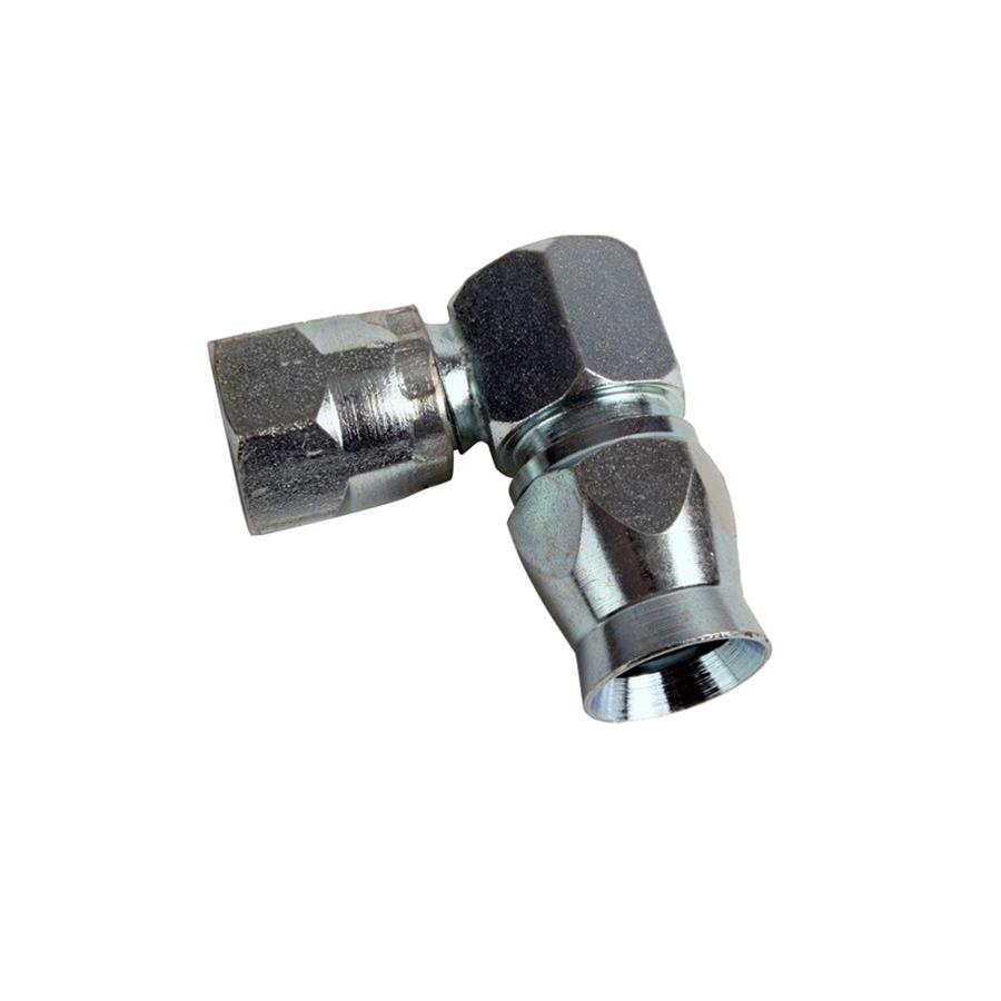 Detroit Speed Power Steering Pump Fittings 091901DS Fittings, 90 degree, Steel, Zinc Plated, -6 AN Hose End, -6 AN Female Threads Hose End Adapter Size, Each thumbnail 2