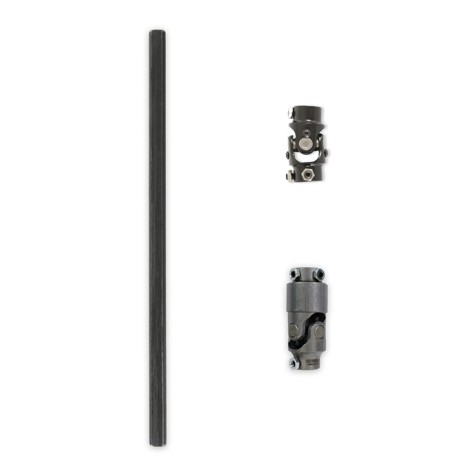 Detroit Speed Steering Shafts 092545DS Shaft, 3/4 Double D,18 in.Long, 3/4 in 36DD x 36DD Column U Joint, 3/4 in-36DD x34-DD x36 Rack And Pinion U-Joint, Ford, Each