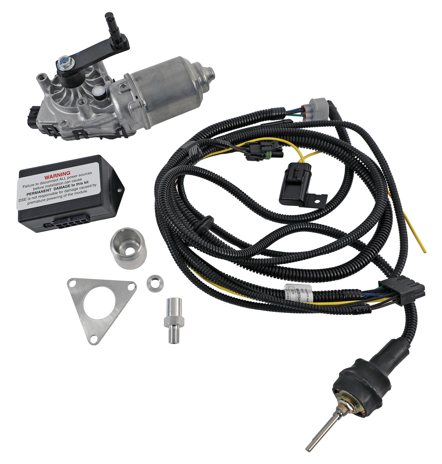 Detroit Speed Selecta Windshield Wiper Conversion Kits 121656 Kits, Selecta-Speed, Hi/Low Speed, 5-Delay Positions, with Compact Motor, Rotary Switch, Wire Harness, Hardware, Ford, Kit