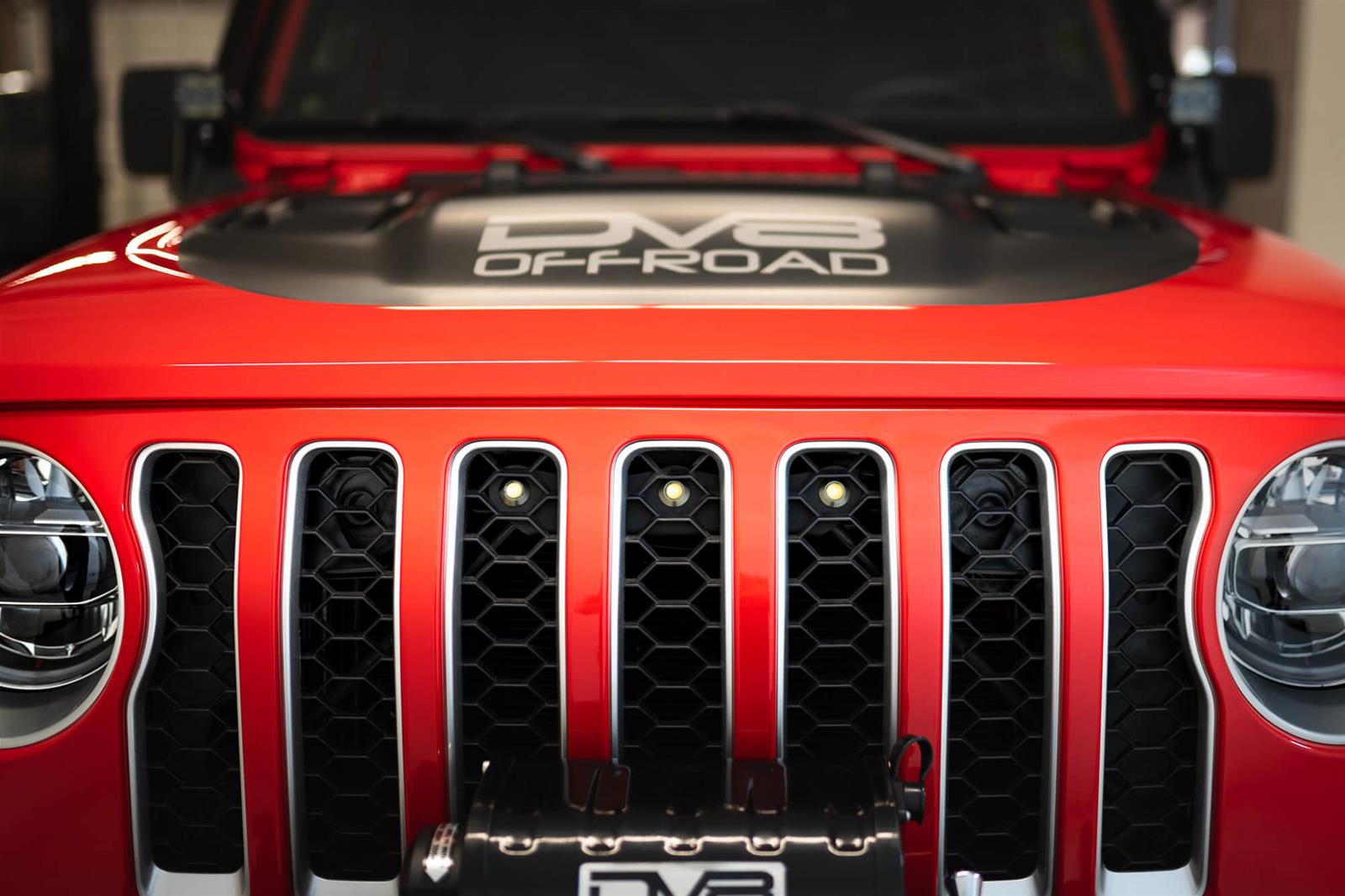 DV8 Offroad Jeep LED Grille Lights for 2020-2022 GLADIATOR - GRGL-01 Light, Amber, Front Grille, with Bracket, Jeep, JT, Kit