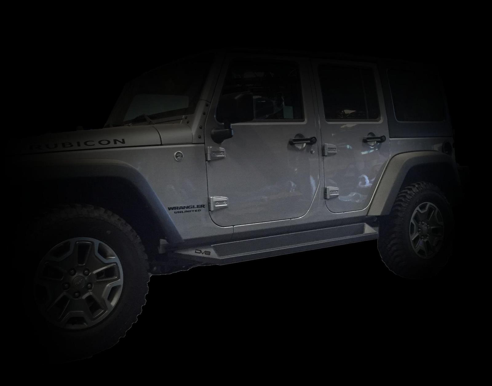 DV8 Offroad 07-18 Jeep Wrangler JK Plated Steel Rock Slider Steps - Matte Black (4 Door Only) thumbnail 4