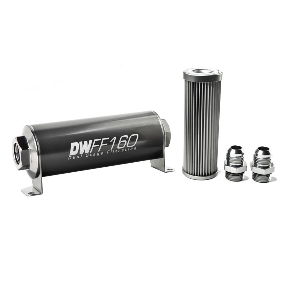 DeatschWerks SS 8AN 100 Micron Inline Fuel Filter Kit | Universal (8-03-070-100K) main image 0