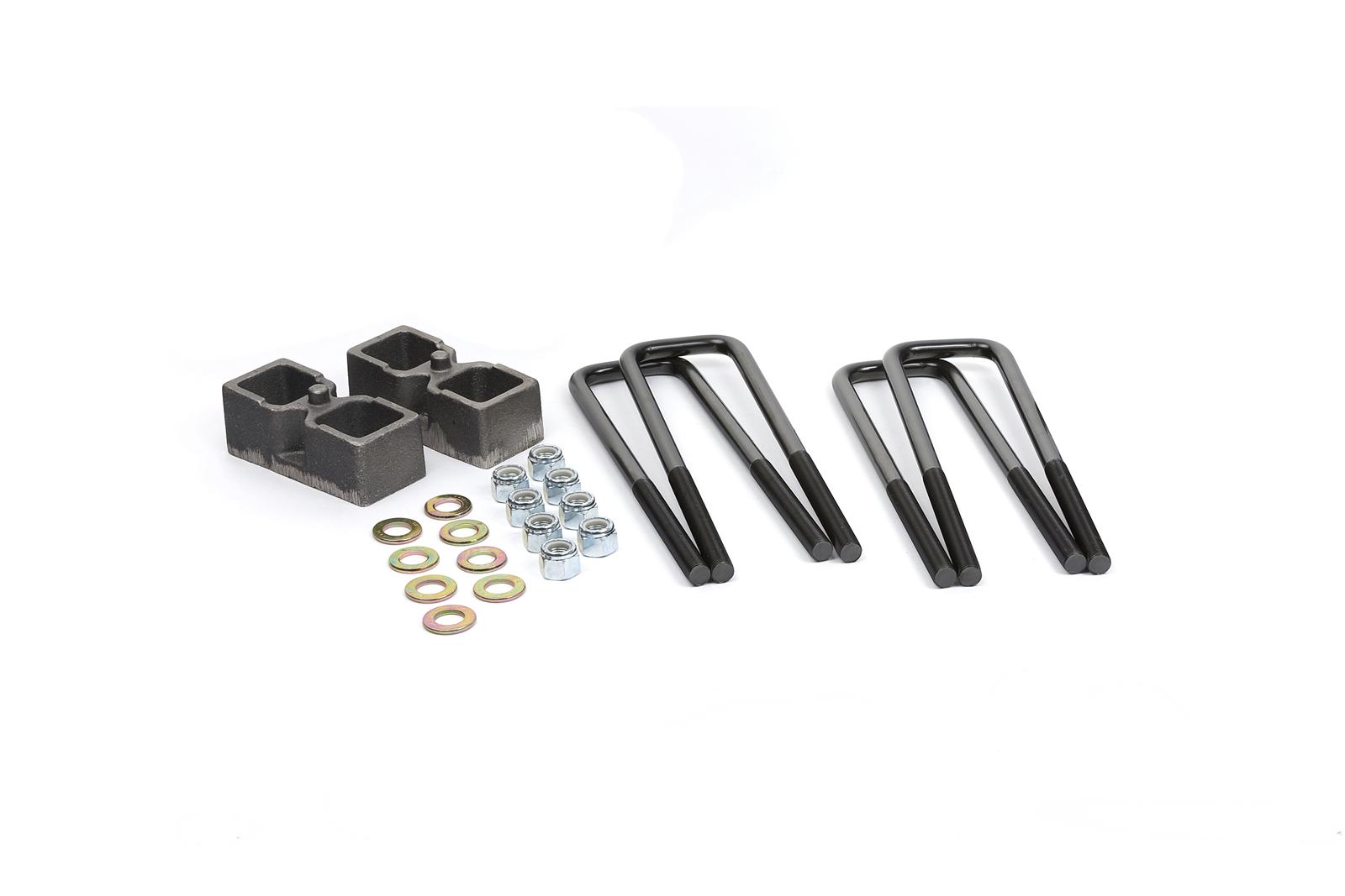 Daystar Leaf Spring Block Kits KG09121 Blocks, Rear Axle Position, Steel, 2.00 in. Thick, U-bolts, Chevy, GMC, Kit