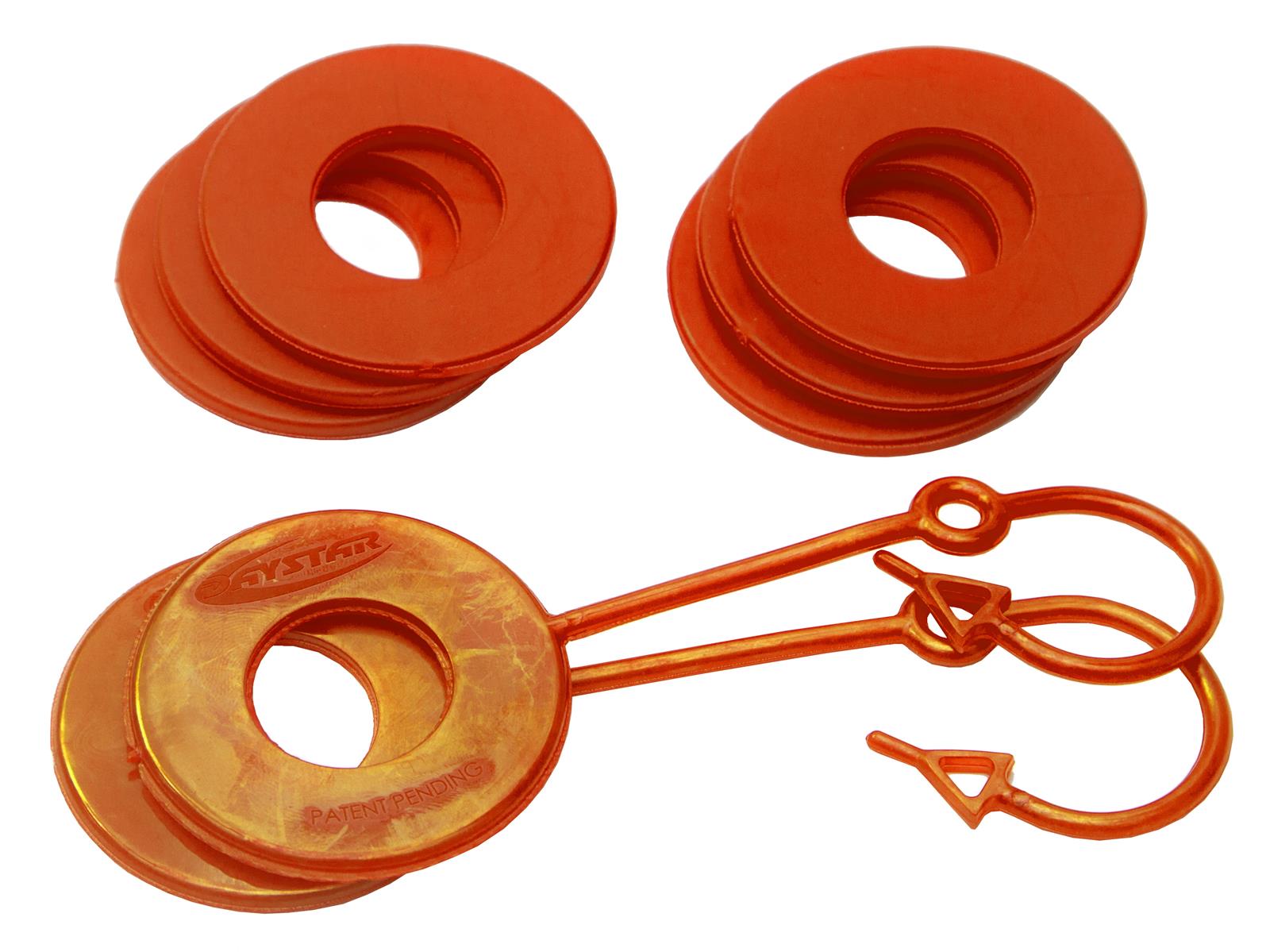 Daystar D-Ring Washers KU70061FA Locking Washers, Polyurethane, Fluorescent Orange, 3/4 in. Shackles, Set of 8