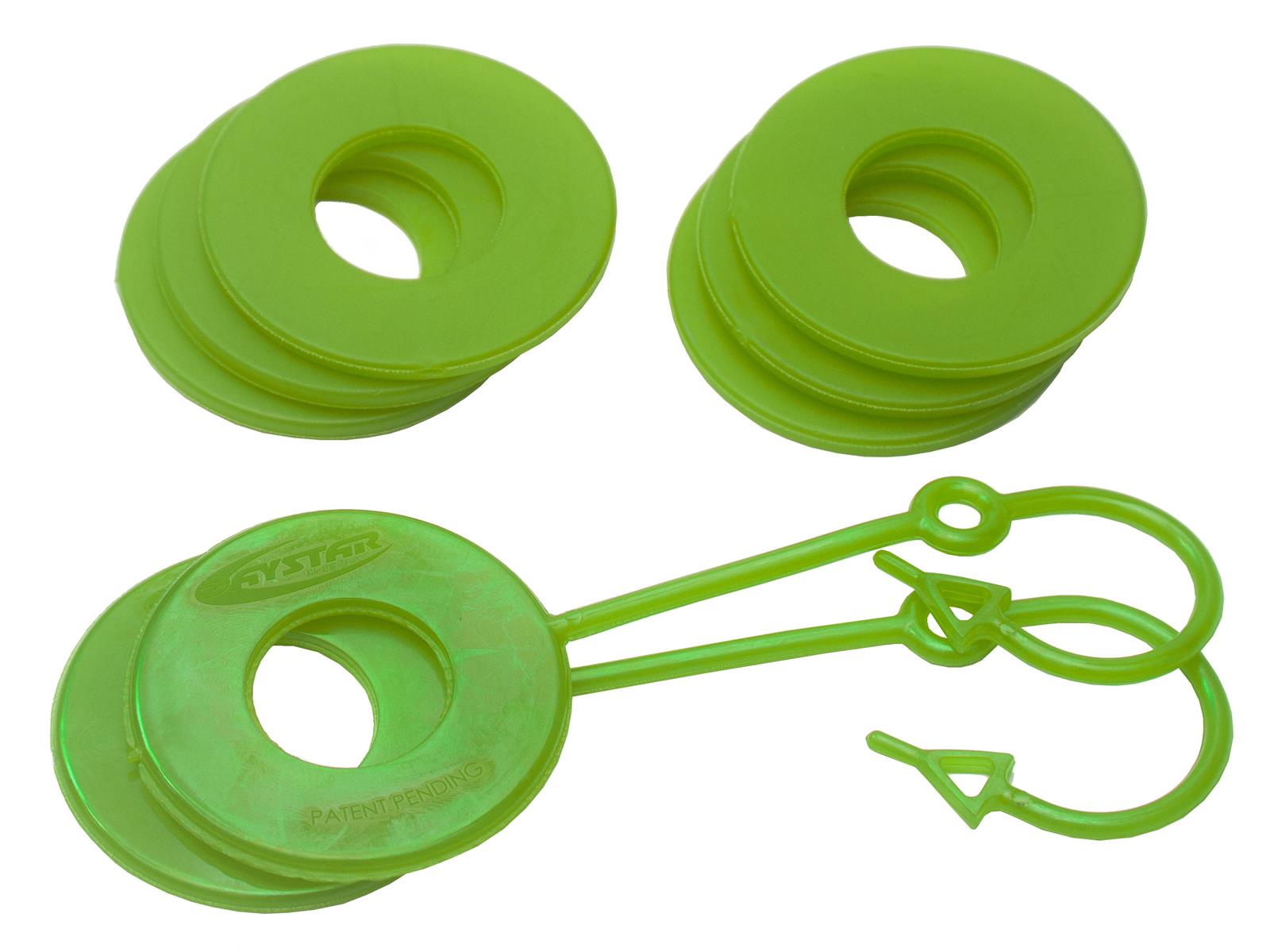 Daystar D-Ring Washers KU70061FG Locking Washers, Polyurethane, Fluorescent Green, 3/4 in. Shackles, Set of 8