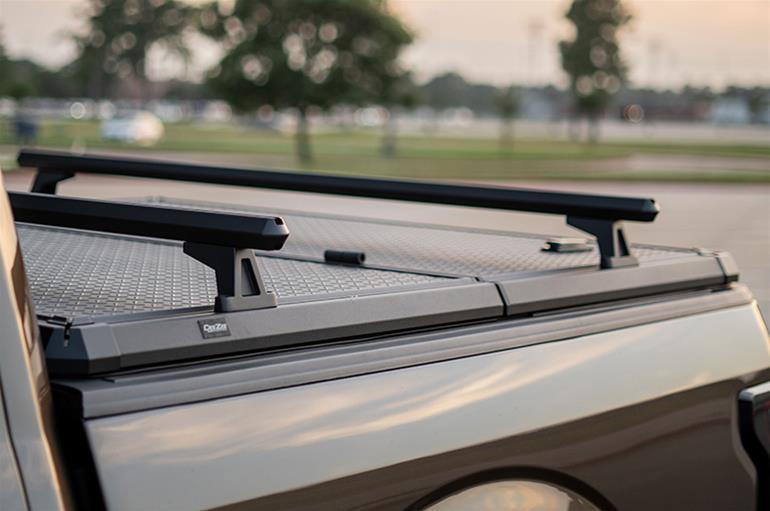 Dee Zee Guardian Tonneau Covers DZ19550 Cover, Guardian, Folding, Aluminum, Black, 5.5 ft. Truck Bed Length, Ford, Ram, Toyota, Each thumbnail 5