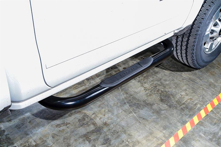 Dee Zee UltraBlack Round Side Step Bars DZ373511 Bars, Nerf Bars, Round, Steel, Black Powdercoated, 3.00 in. Diameter, Chevrolet, GMC, Standard Cab, Pair thumbnail 2