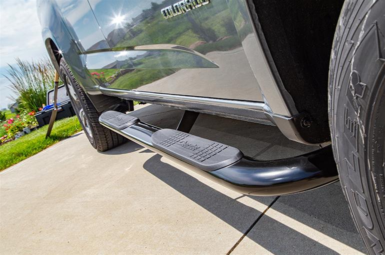 Dee Zee UltraBlack Oval Side Step Bars DZ373539 Bars, Nerf Bars, Oval, Steel, Black Powdercoated, 4.00 in. Diameter, Chevrolet, GMC, Crew Cab, Pair thumbnail 3