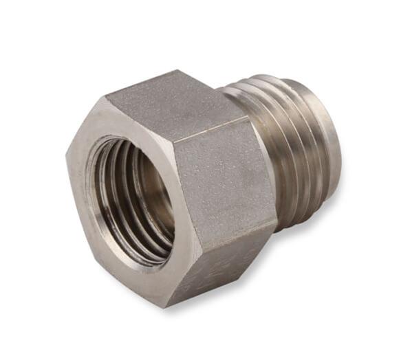 Earl's Performance Hardline Adapters 00113ERL Fittings and Adapters, Adapters, Straight, Stainless, Natural, 1/2 in.-20 Inverted Flare Female, 9/16 in.-18 Inverted Flare Male, Each thumbnail 3