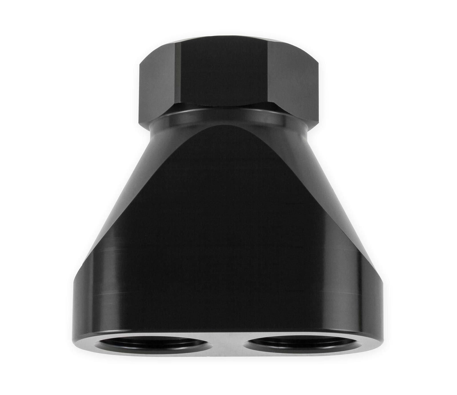 Earl's Performance Fuel Distribution Blocks 100162ERL Block, Y-Type, Billet Aluminum, Black Anodized, -12 AN O-Ring Female Inlet, -10 AN O-Ring Female Outlets, Each
