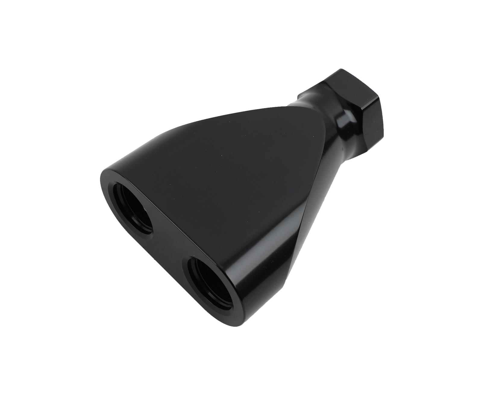 Earl's Performance Fuel Distribution Blocks 100163ERL Block, Y-Type, Billet Aluminum, Black Anodized, -16 AN O-Ring Female Inlet, -12 AN O-Ring Female Outlets, Each
