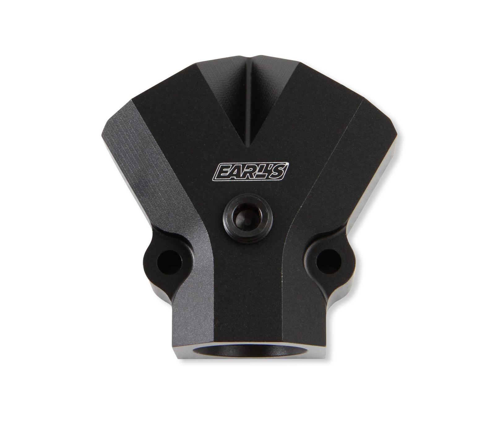 Earl's Performance Fuel Distribution Blocks 100183ERL Block, Y-Type, Aluminum, Black, 1/2 in. NPT Female Inlet, 3/8 in. NPT Female Outlets, Each