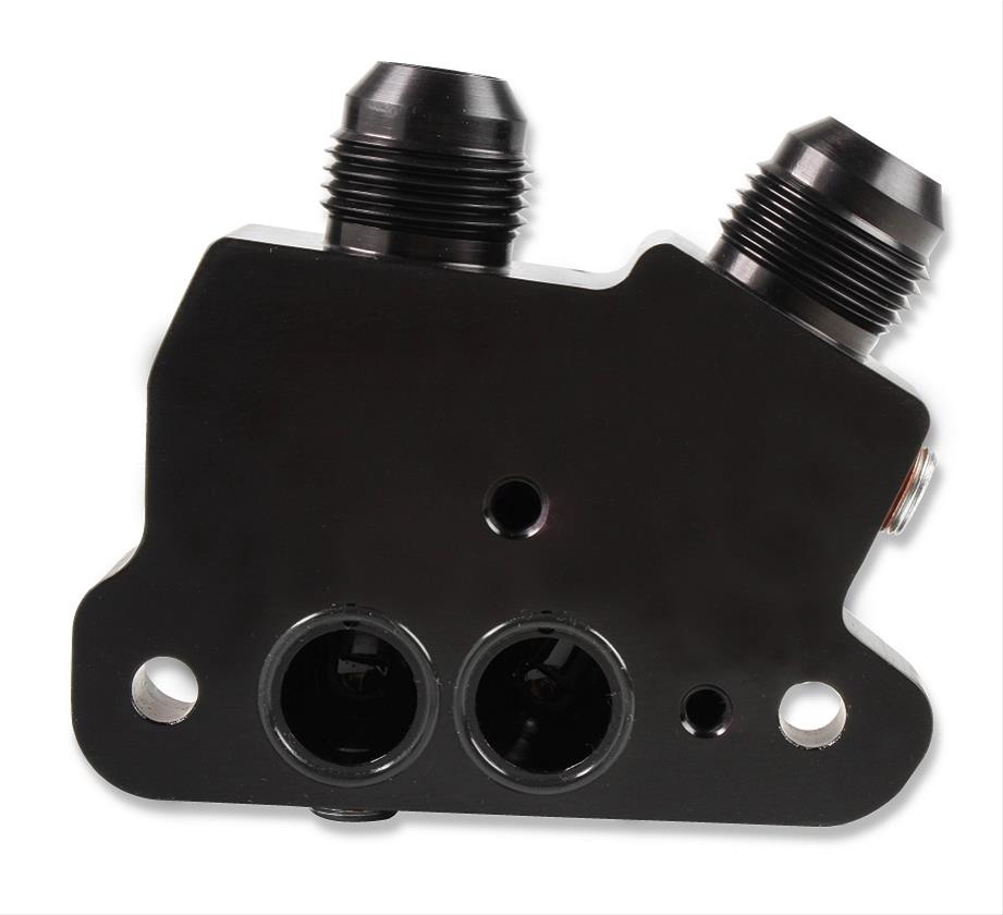 Earl's Performance Oil Cooler Adapters 1126ERL Adapter, Right Angle, -10 AN Inlet, -10 AN Outlet, Billet Aluminum, Black Anodized, Hardware, Each thumbnail 2
